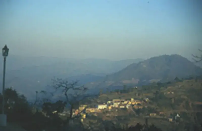 Green hills and lake scenery at Morni